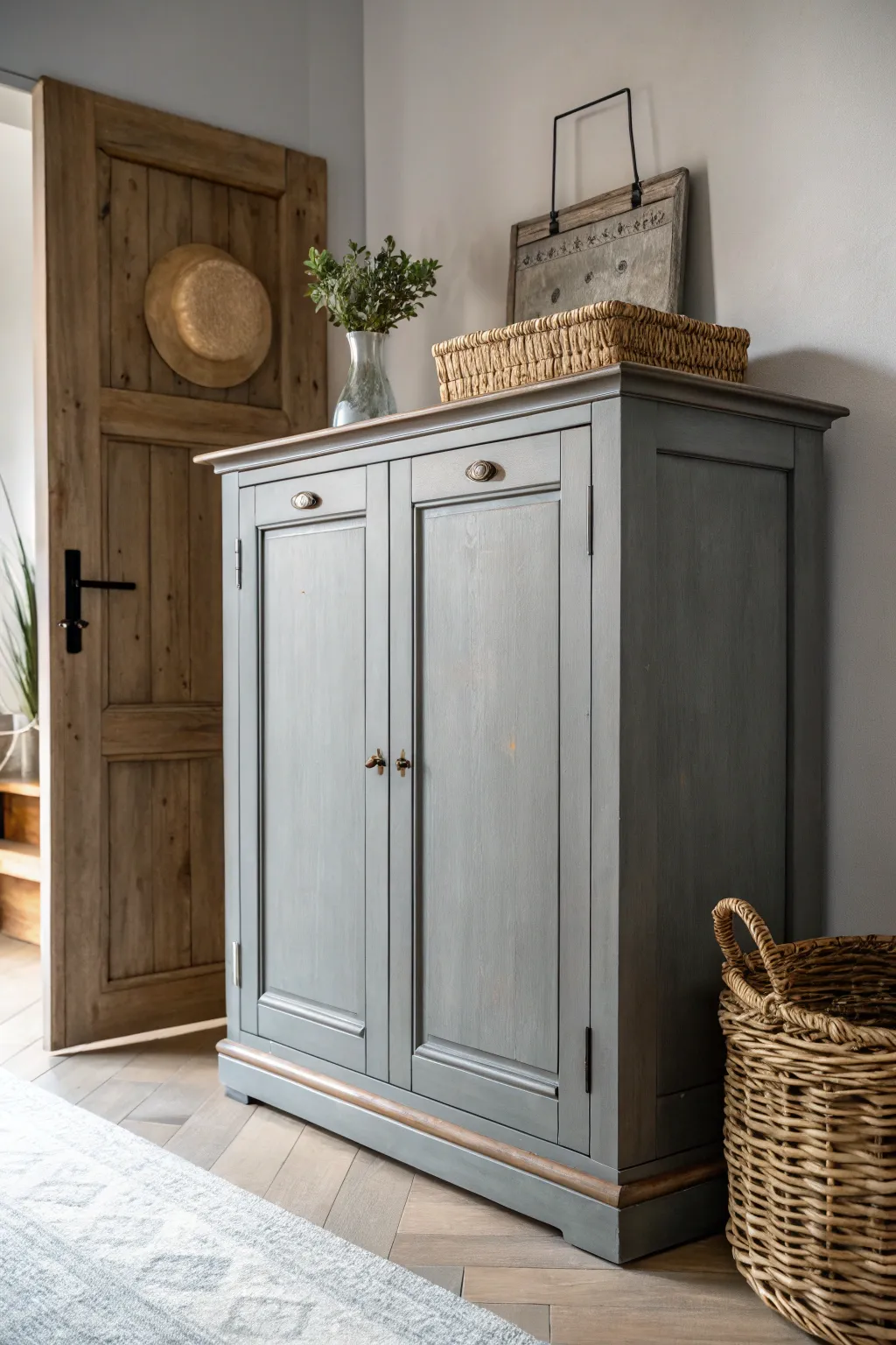 Transform your space with the sophisticated allure of moody gray cabinets, where simplicity meets elegance.