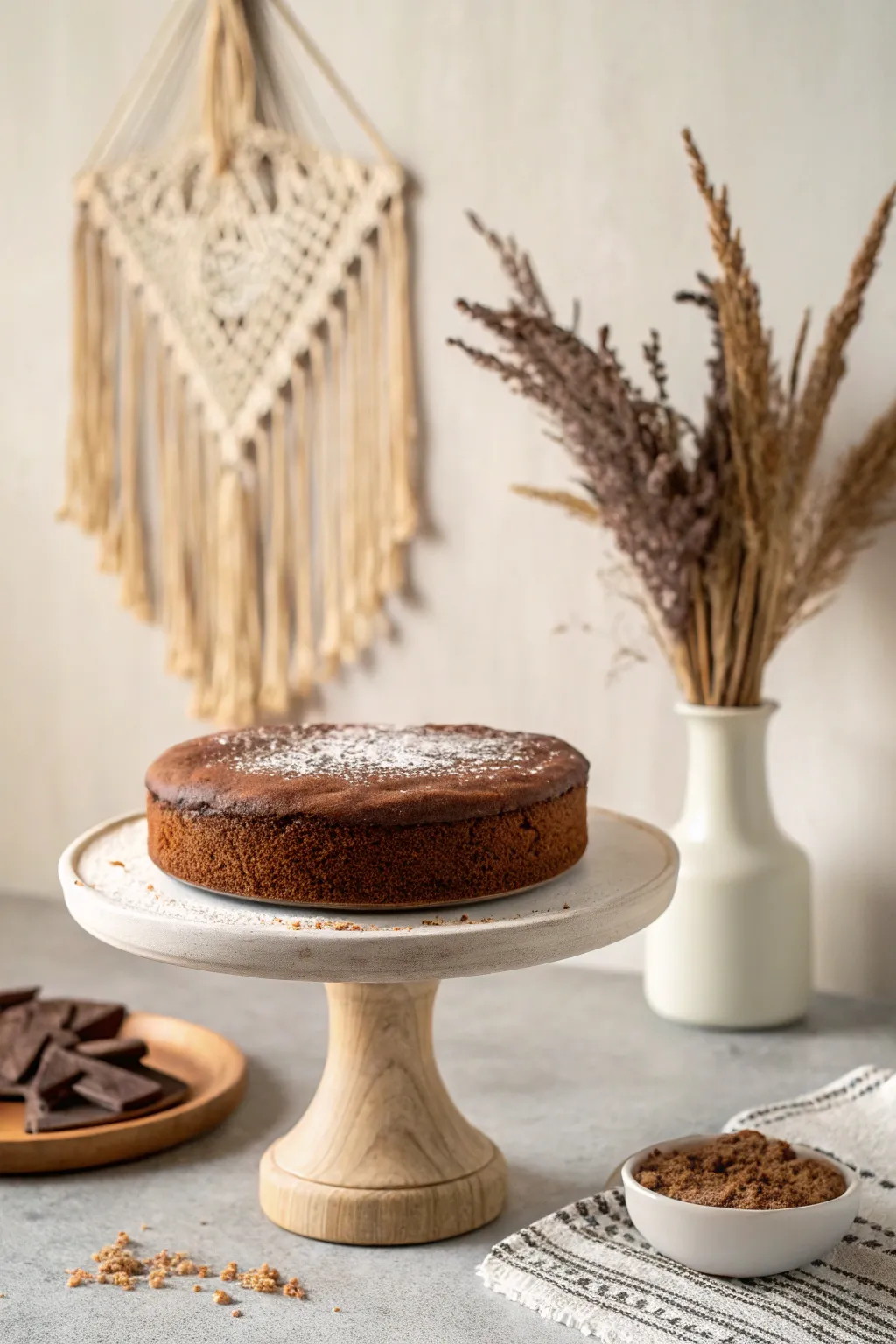 Elevate your chocolate cake with a touch of cocoa powder magic. Simplicity meets decadence.