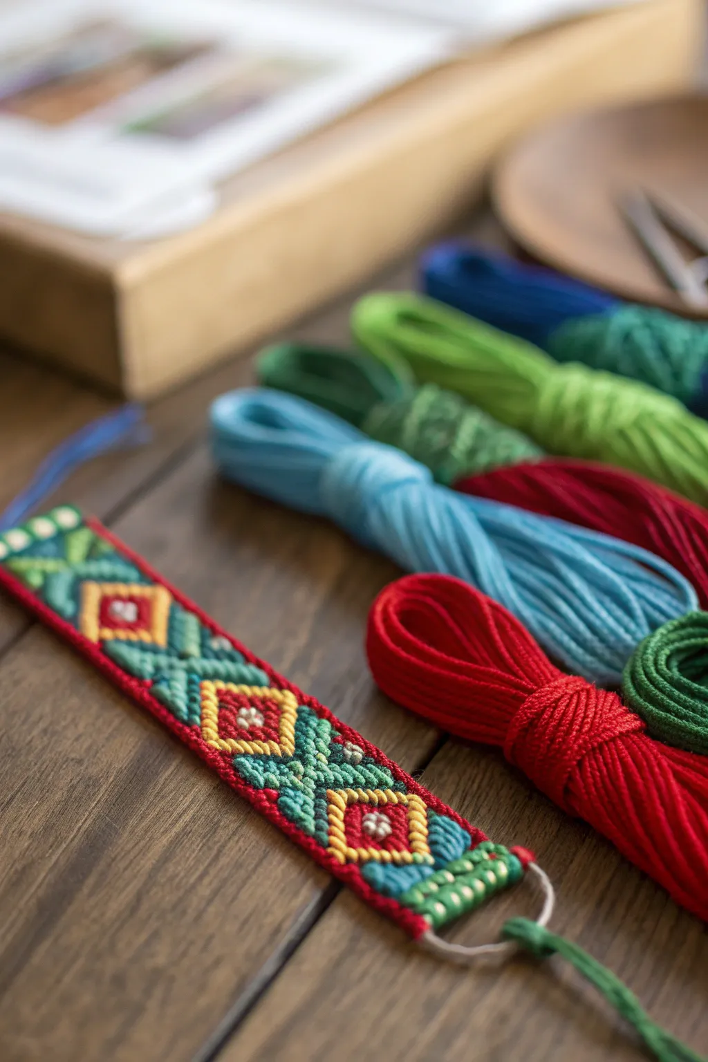 Craft your bond: Start a new friendship bracelet with vibrant threads.