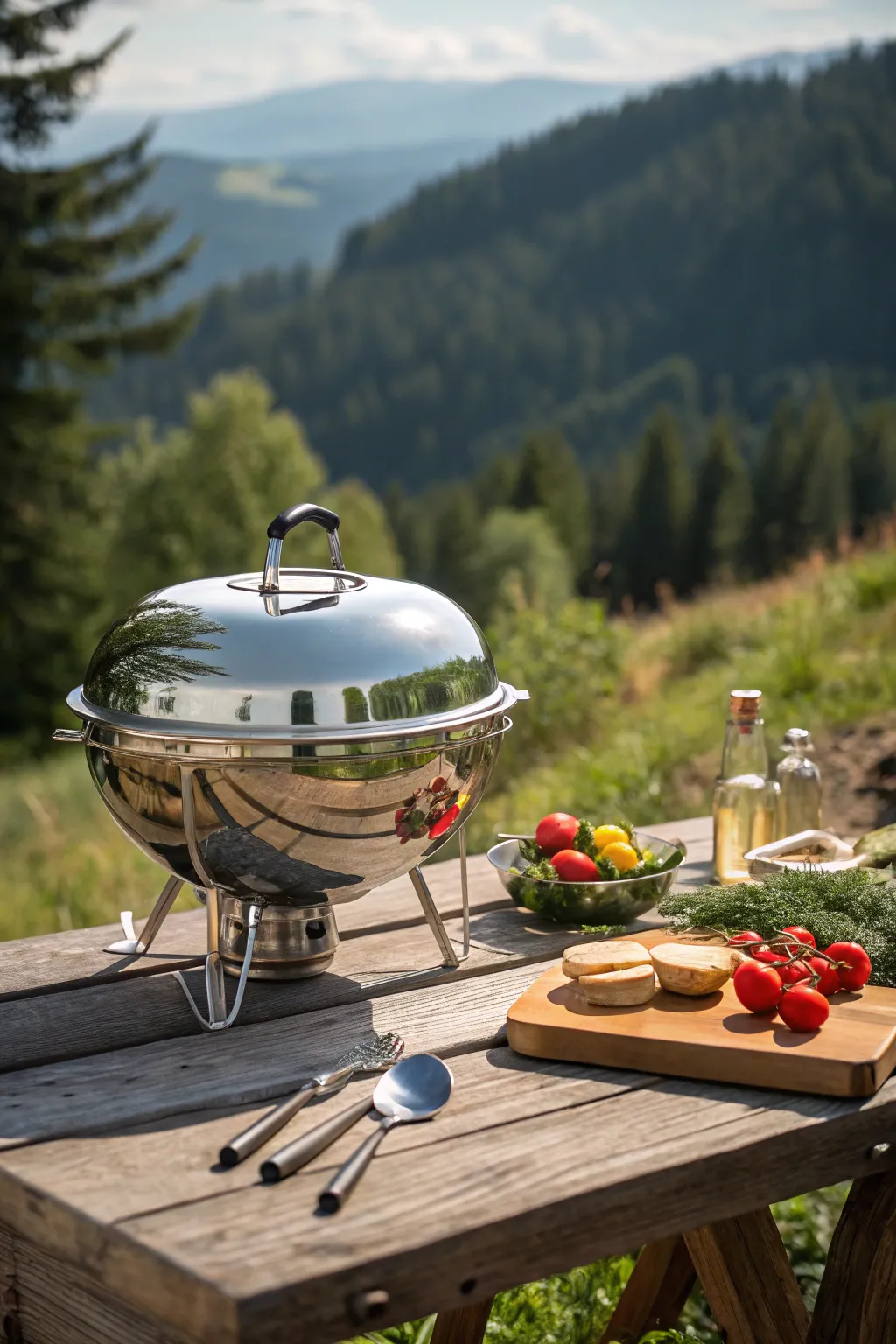Elevate your outdoor cooking experience with a stylish and functional portable grill, perfect for crafting gourmet meals in nature.