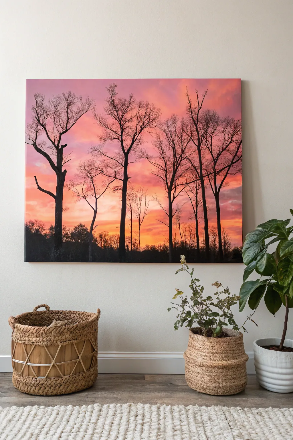 Capture the serene beauty of nature with a sunset silhouette canvas—perfect for adding a touch of elegance to your space.