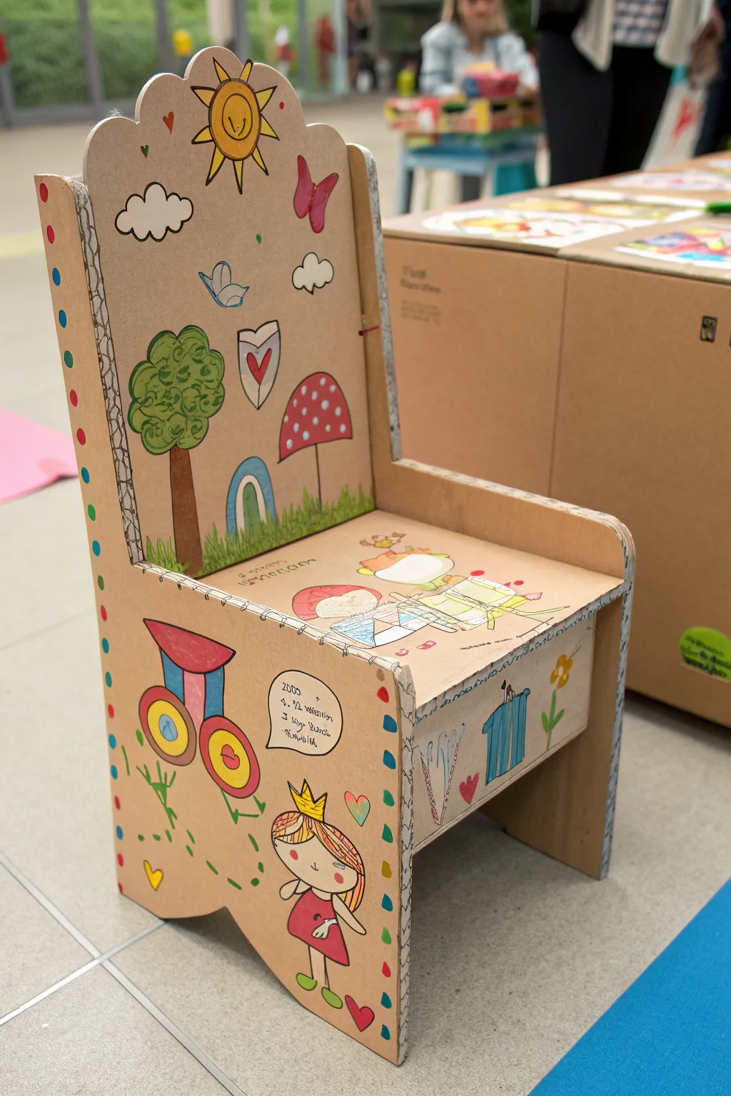 A masterpiece of fun and safety: The ultimate cardboard throne for the little king or queen.