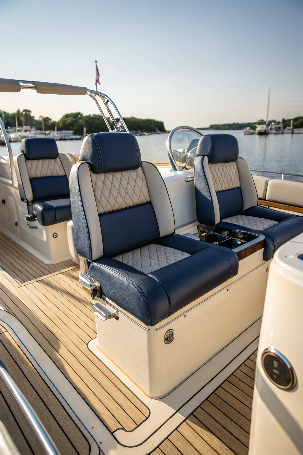 Transform your boat into a social haven with elegantly crafted seating arrangements.