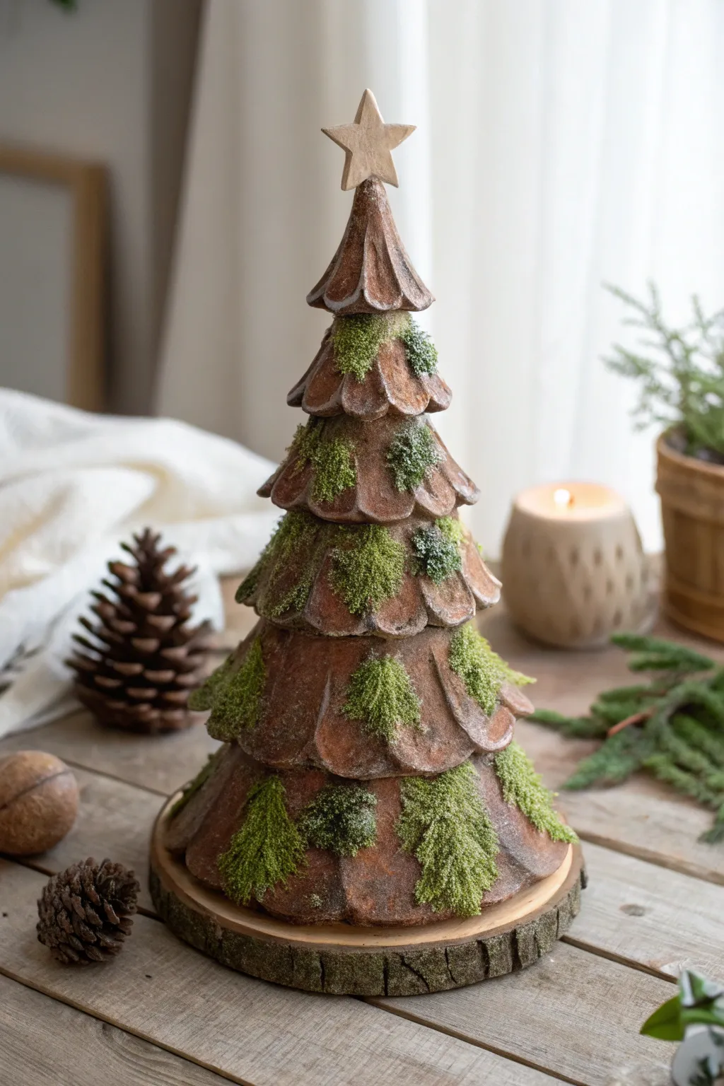 Embrace the cozy elegance of a rustic-themed Christmas with this earthy ceramic tree, perfect for adding warmth and charm to your holiday decor.