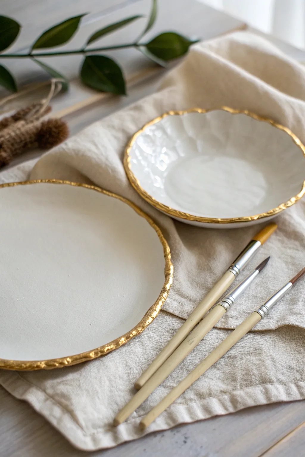 Elevate your artistry with the timeless charm of a gold-rimmed ceramic palette. Pure elegance meets functionality.