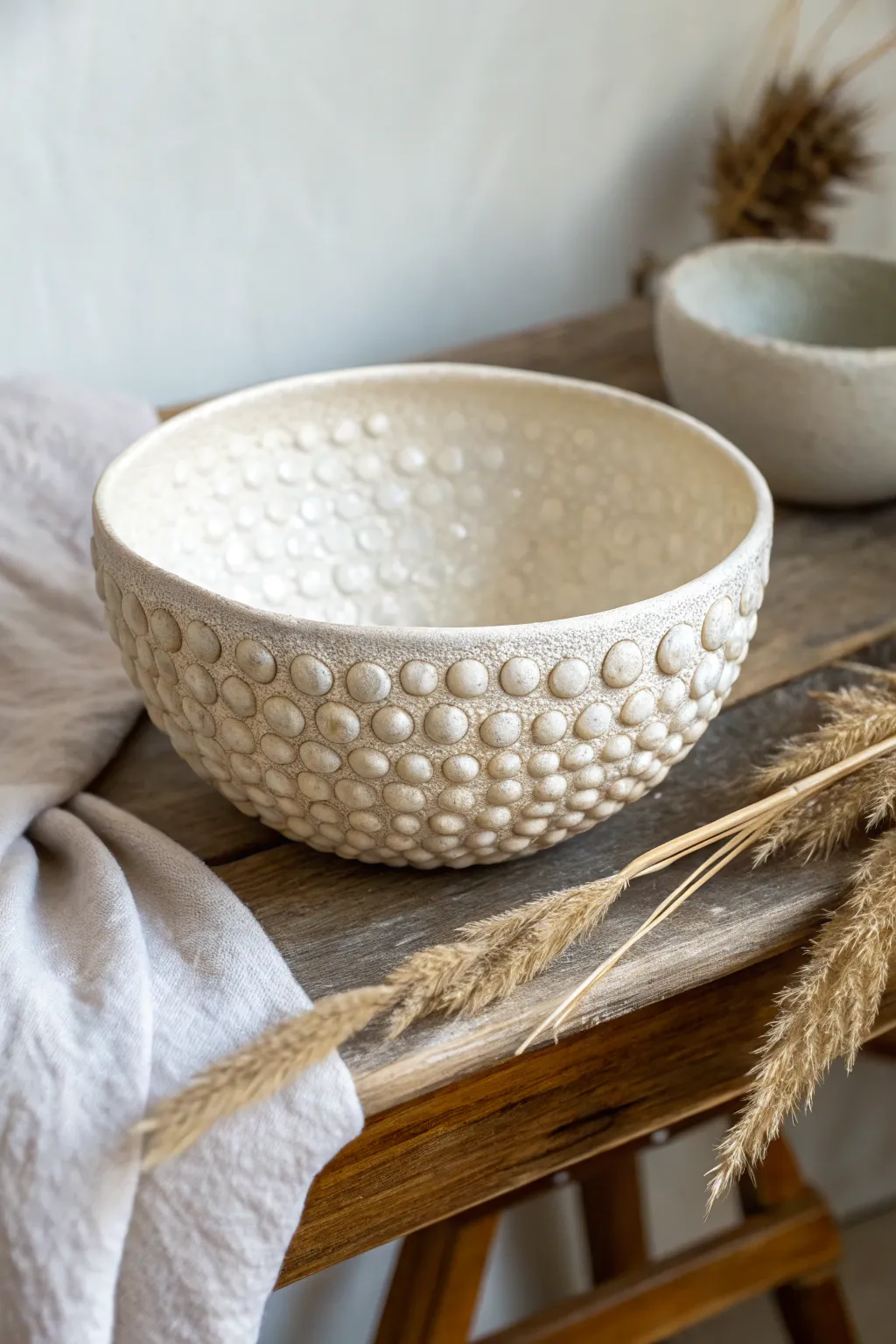 Discover the tactile elegance of bubble-textured ceramics, where simplicity meets artistry.