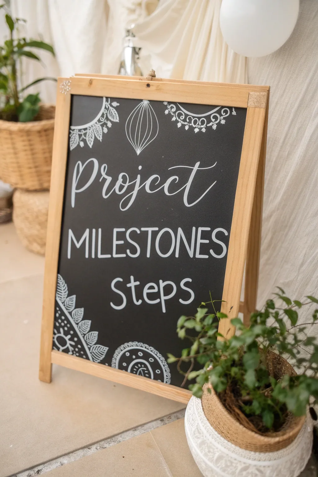 Stay organized and inspired with this chic chalkboard timeline for your DIY projects.