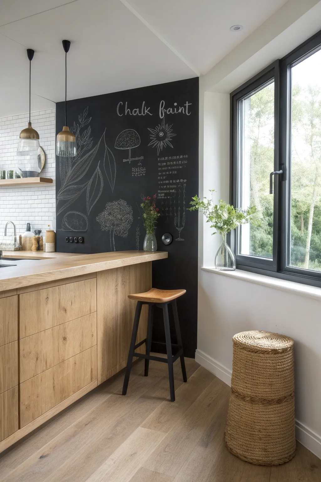 Transform your space with a chic chalkboard wall—perfect for jotting down ideas in style!