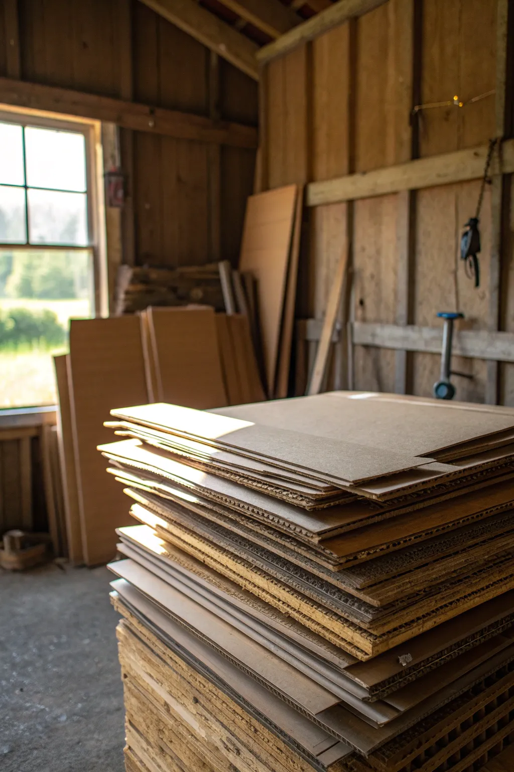 Upcycle and insulate: Transform spare cardboard into a practical shed solution.