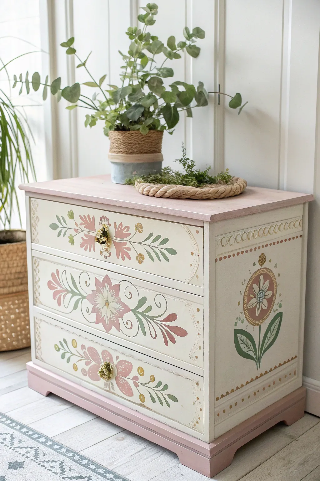 Transform your space with a painted chest that blends functionality and elegance, perfect for the modern, nature-loving home.