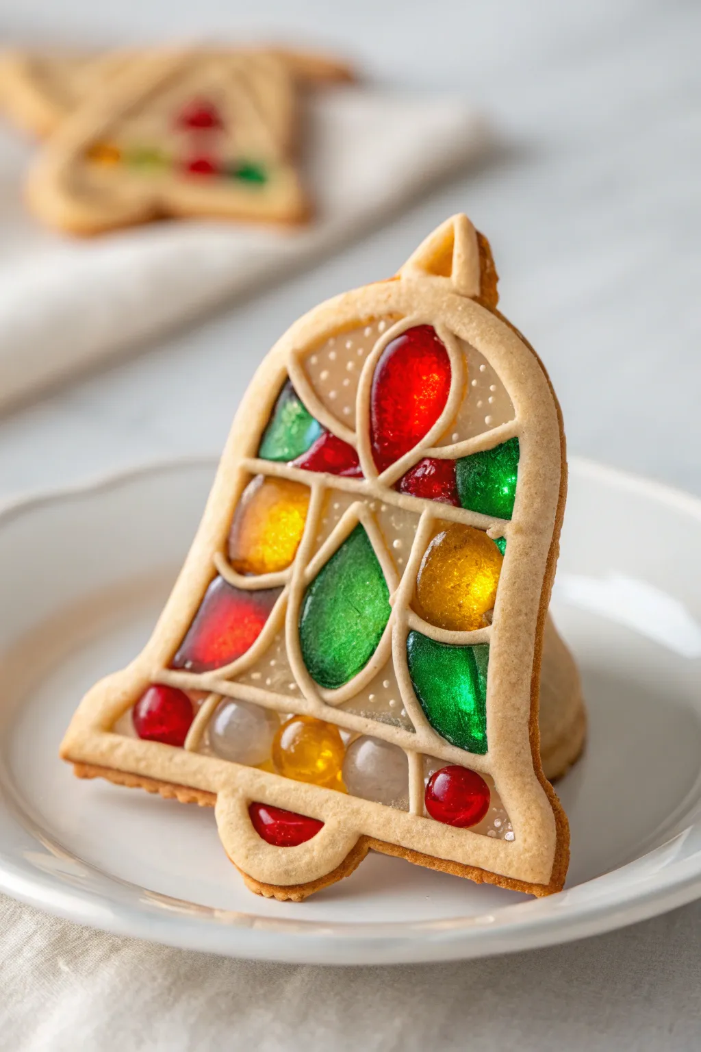 Add a touch of magic to your holiday treats with stained glass Christmas bell cookies!