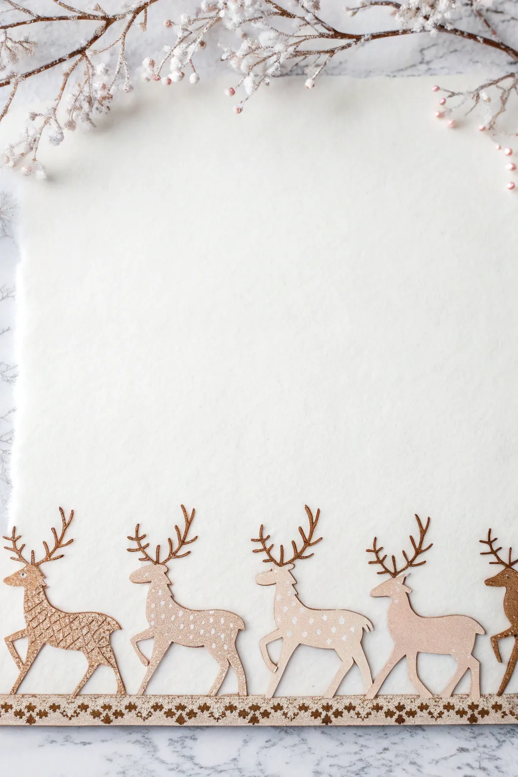 Celebrate the season with a whimsical reindeer parade, bringing joy and simplicity to your holiday greetings.