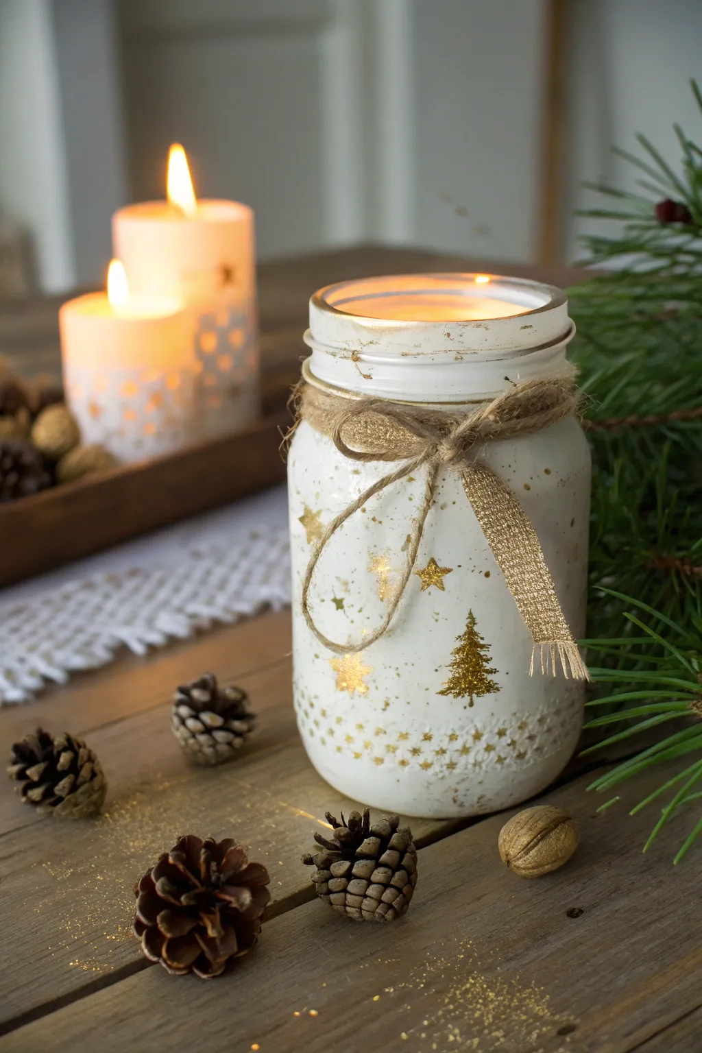 Transform ordinary mason jars into cozy, festive decor with a touch of Scandinavian elegance.