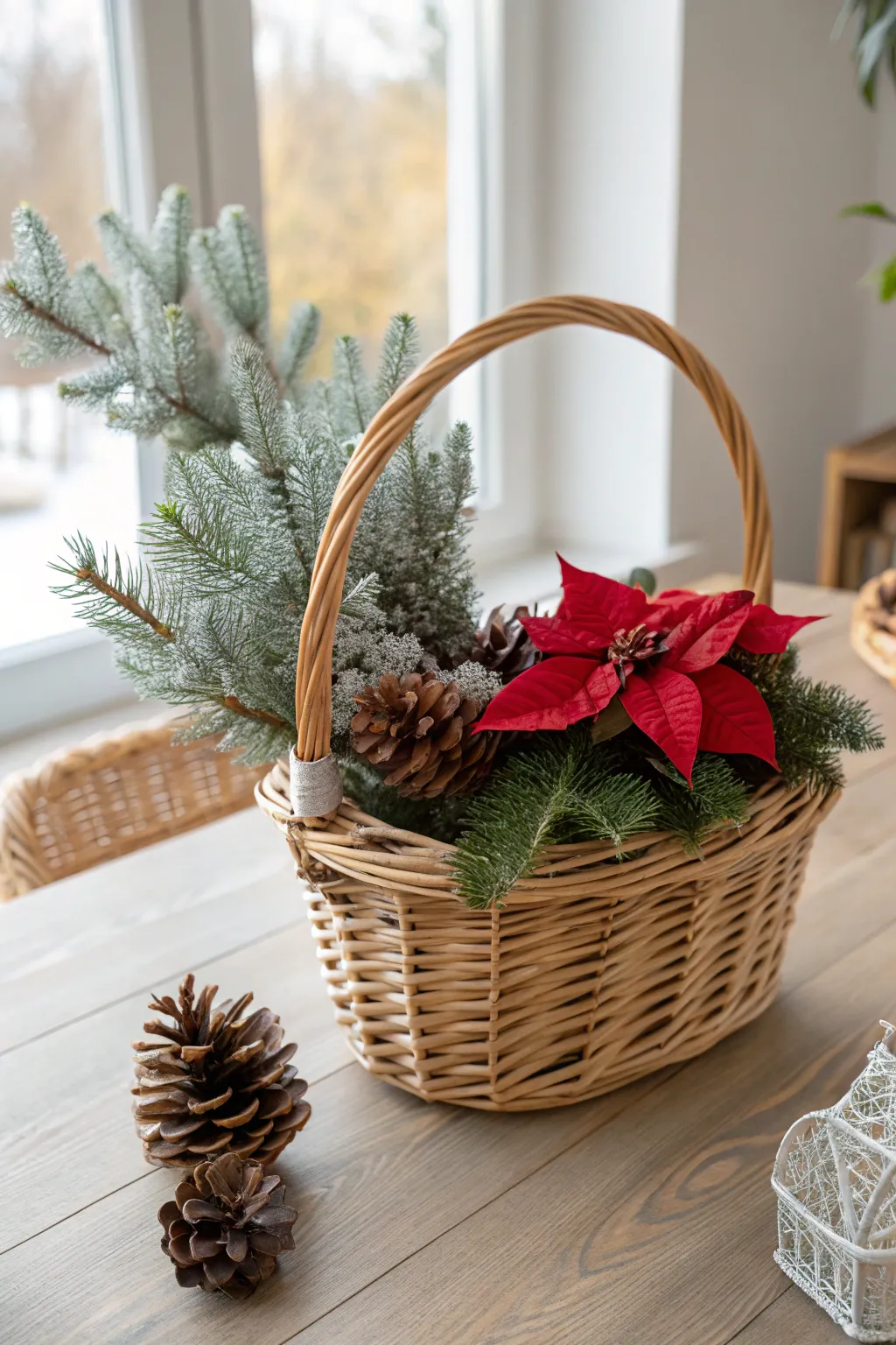 Bring the serene beauty of a winter garden indoors with this charming gift basket. Perfectly crafted for a touch of natural elegance.
