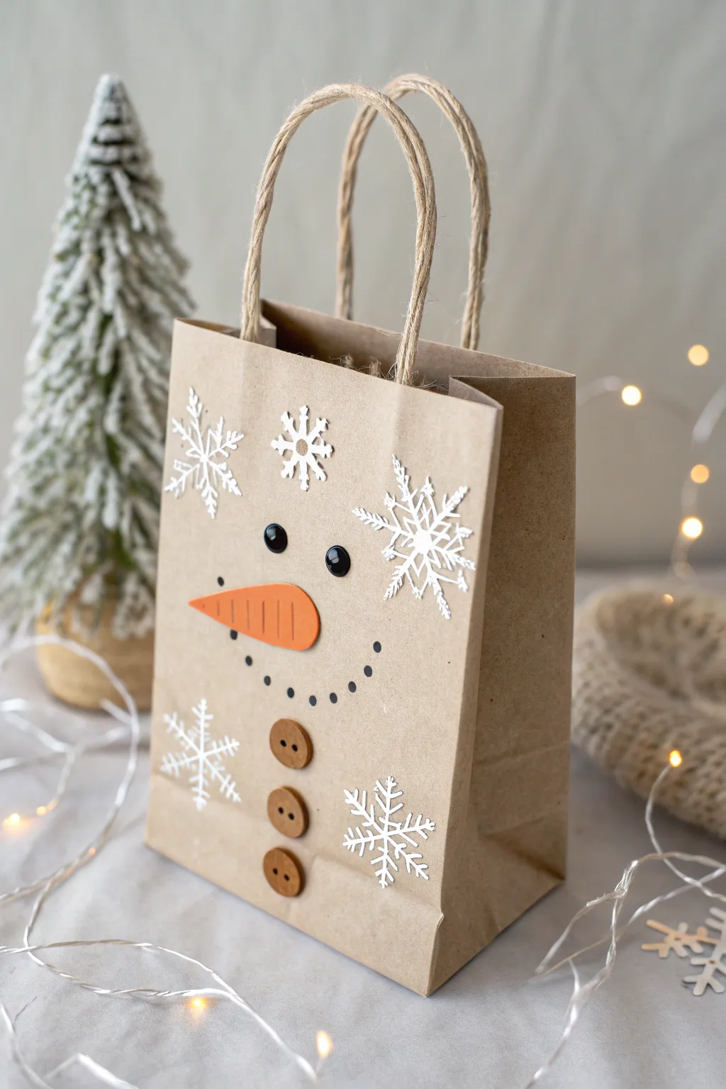 Embrace the magic of winter with this charming snowman goody bag, the perfect blend of minimalist style and festive fun!