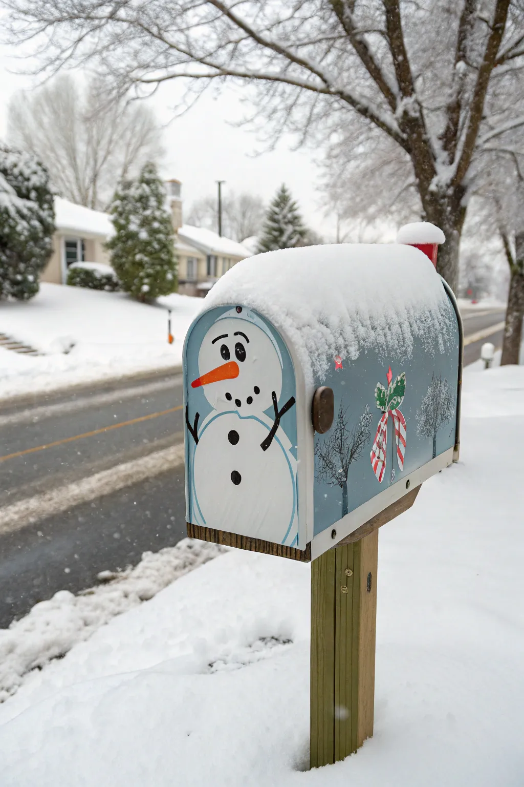 Spread joy with a playful Frosty the Snowman mailbox cover.