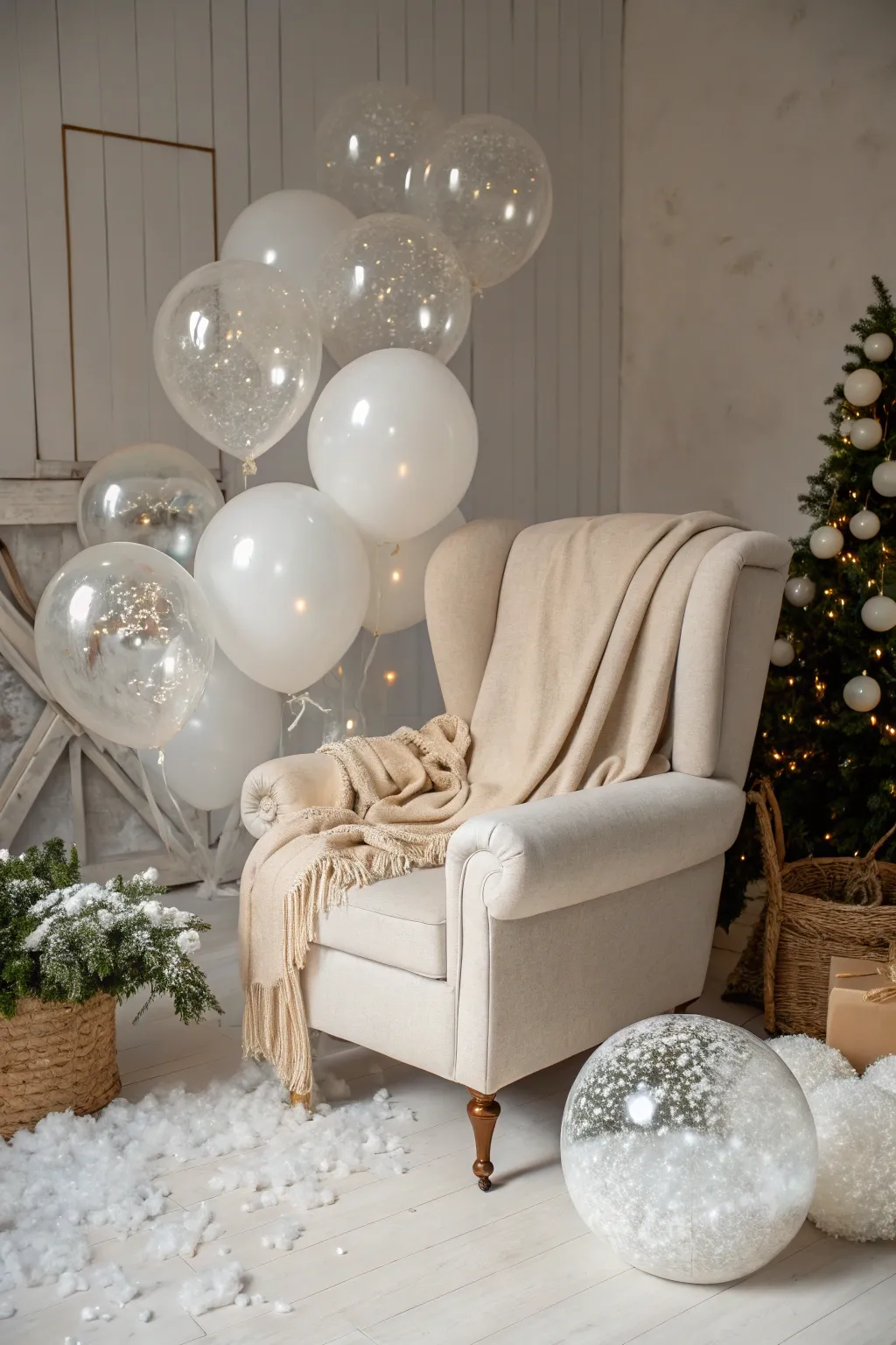 Step into a whimsical realm with our Snow Globe Magic photo booth – where minimalist elegance meets festive charm.