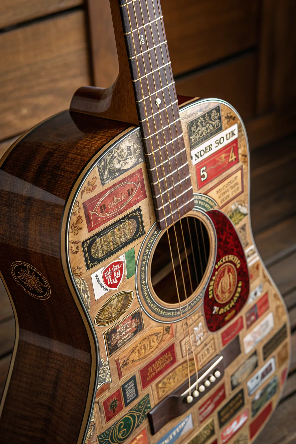 Transform your guitar into a masterpiece with the artful touch of cigar bands.