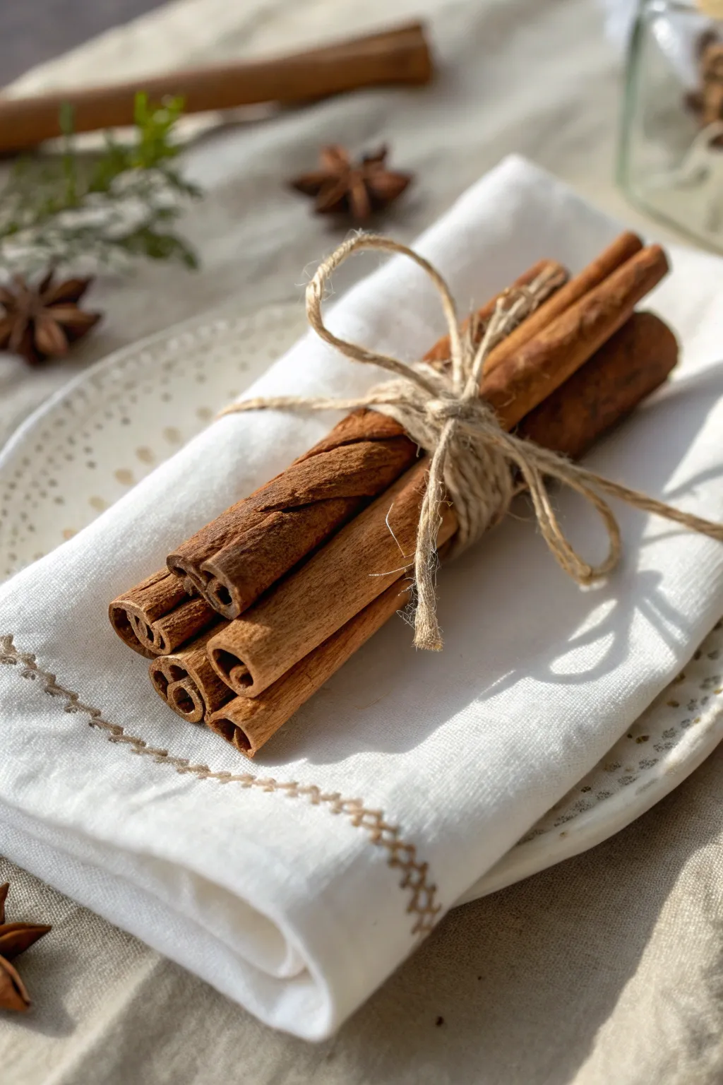 Elevate your dining experience with the warm, natural elegance of cinnamon stick napkin rings.