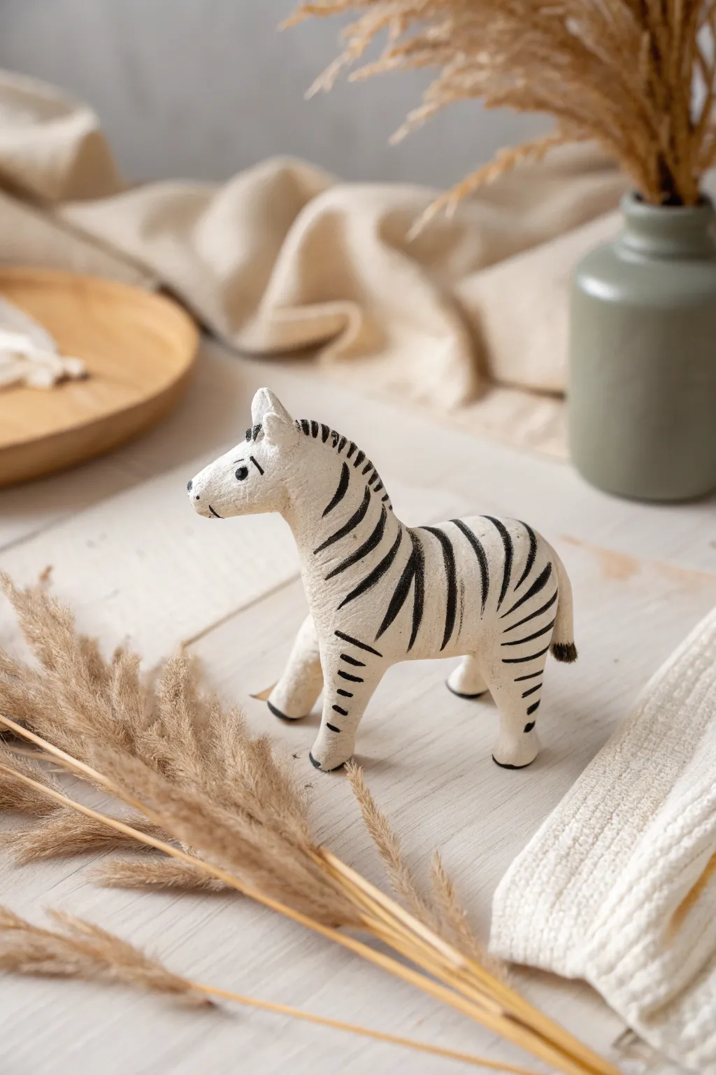 Embrace the beauty of simplicity with this handcrafted clay zebra, a perfect touch of artistry for your minimalist decor.