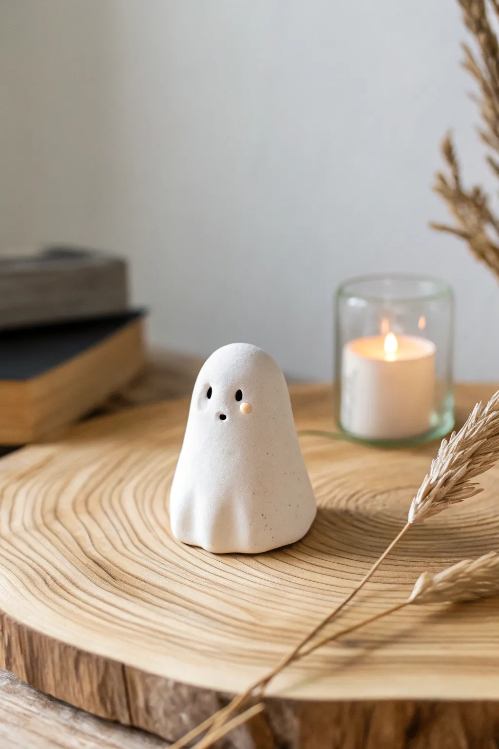 Enchant your home with a touch of spooky elegance: a minimalist glow-in-the-dark clay ghost.