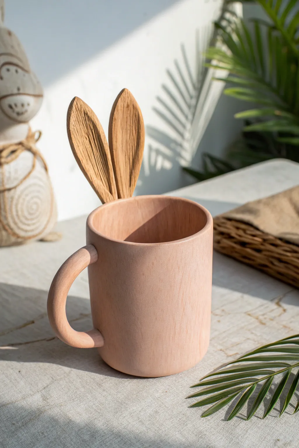 Experience the charm of mixed media with this exquisite clay mug, where minimalism meets nature's artistry.