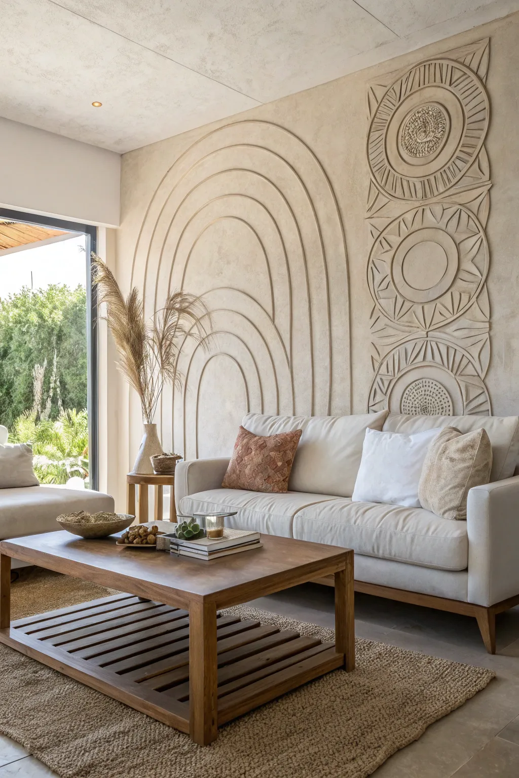 Elevate your living room with minimalist clay lines that blend Scandinavian simplicity with Boho elegance.