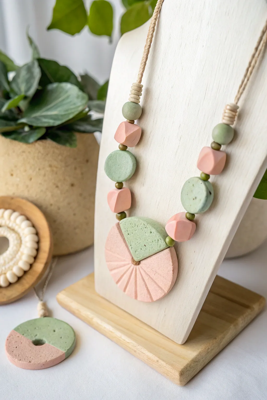 Embrace abstract artistry with this handcrafted clay necklace, where creativity meets elegance.