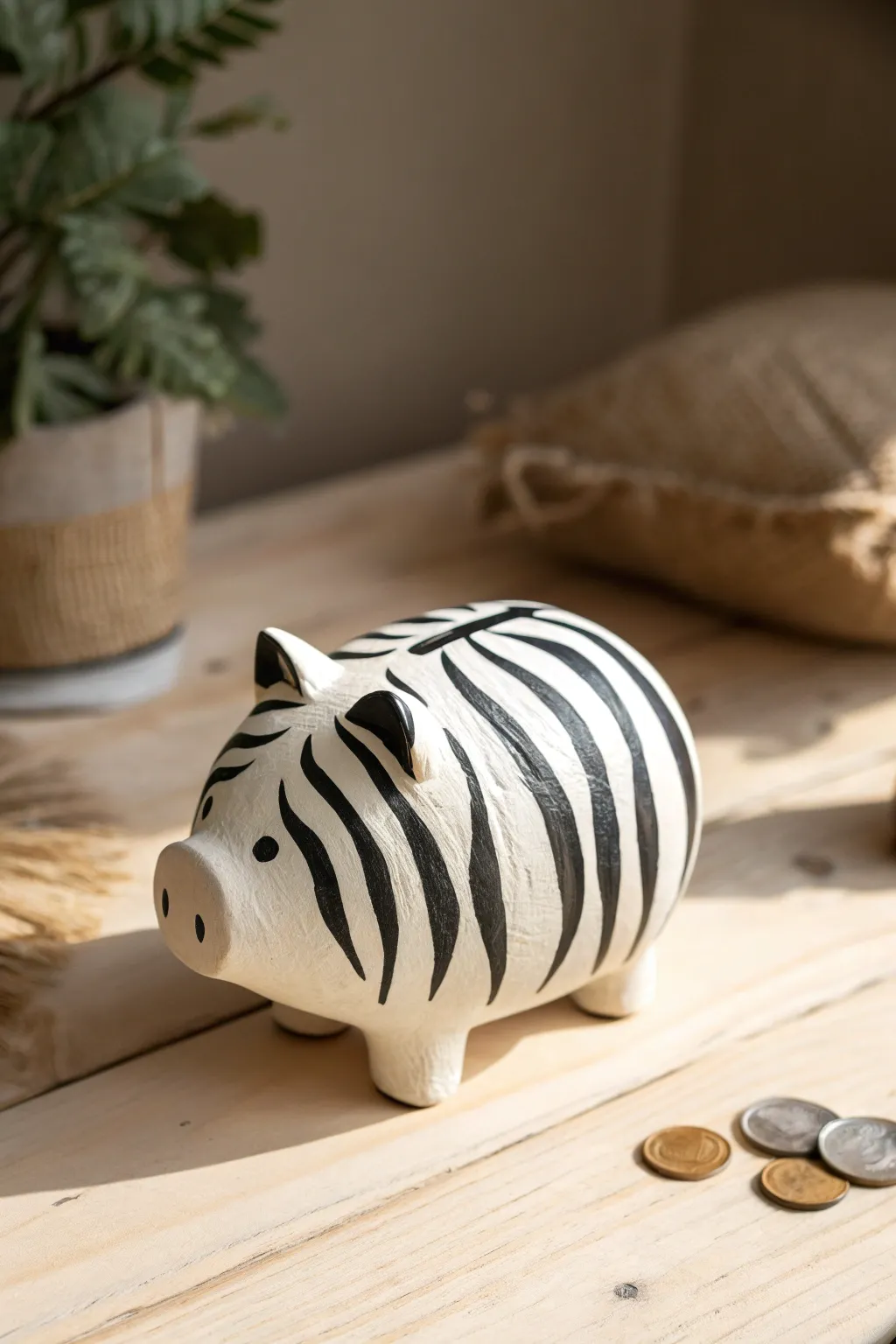 Unleash your savings with style—bold zebra stripes meet minimalist craftsmanship.