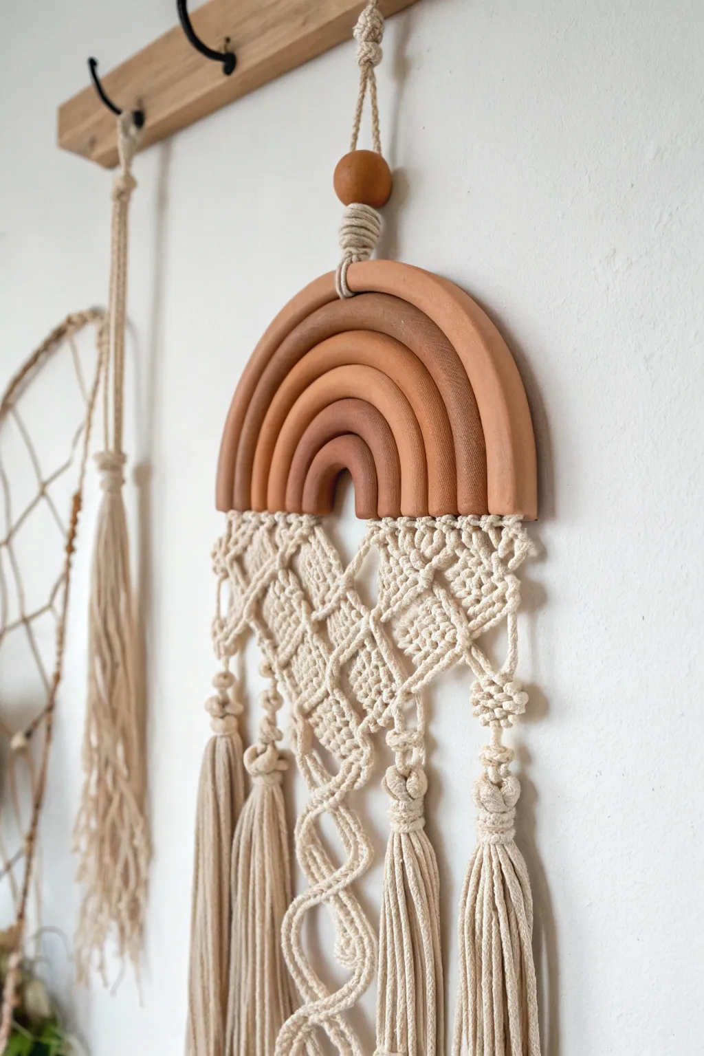 Elevate your walls with the dynamic beauty of clay and macramé.