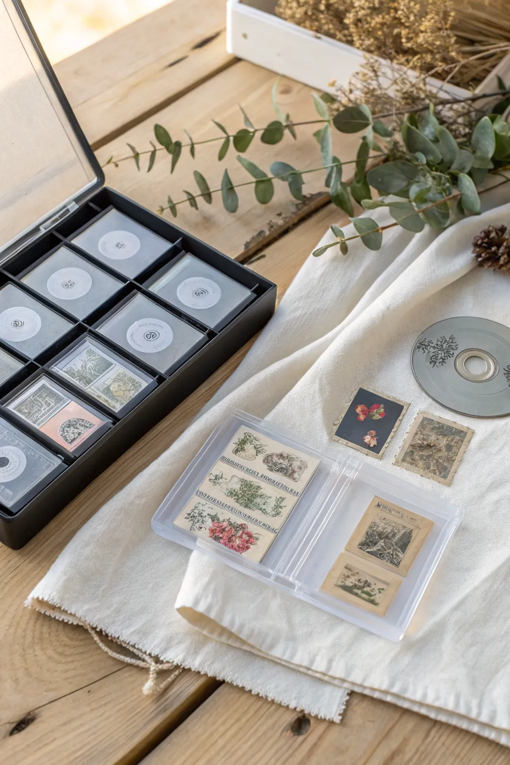 Transform your old CD cases into charming stamp holders with a touch of minimalist magic. #DIYStorage #ScandiBoho