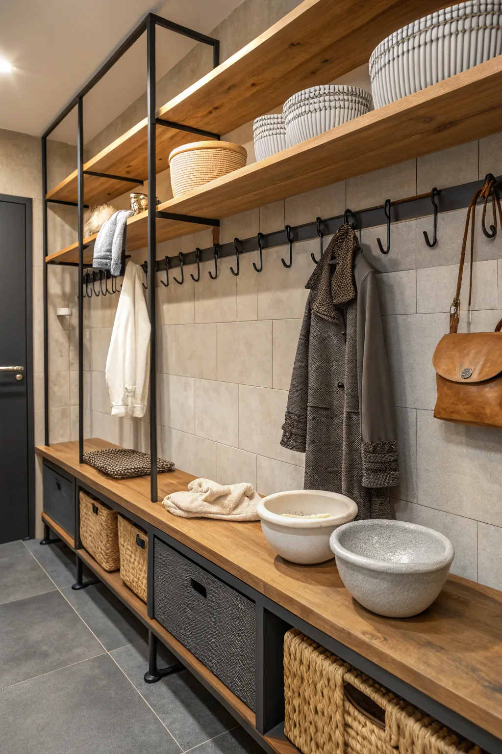 Mixing textures can add depth and interest to your cloakroom design.
