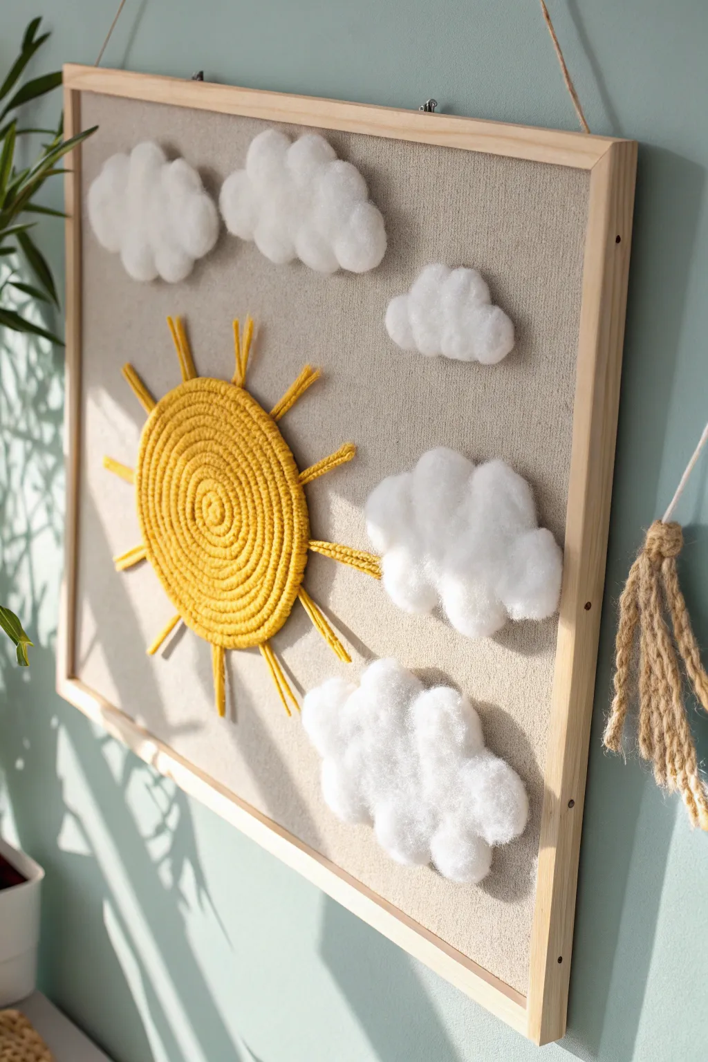 Bring summer indoors with this sunny cloud bulletin board, where simplicity meets natural beauty and craftsmanship.