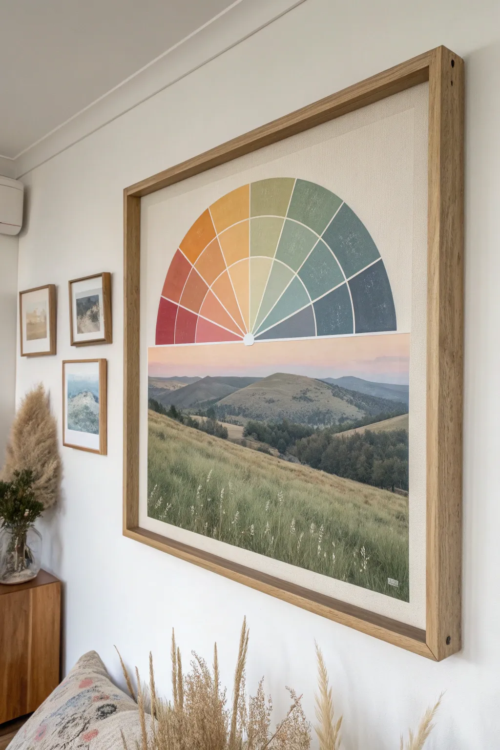 Discover the art of blending hues: a minimalist canvas painting that brings a touch of nature and harmony to your space.