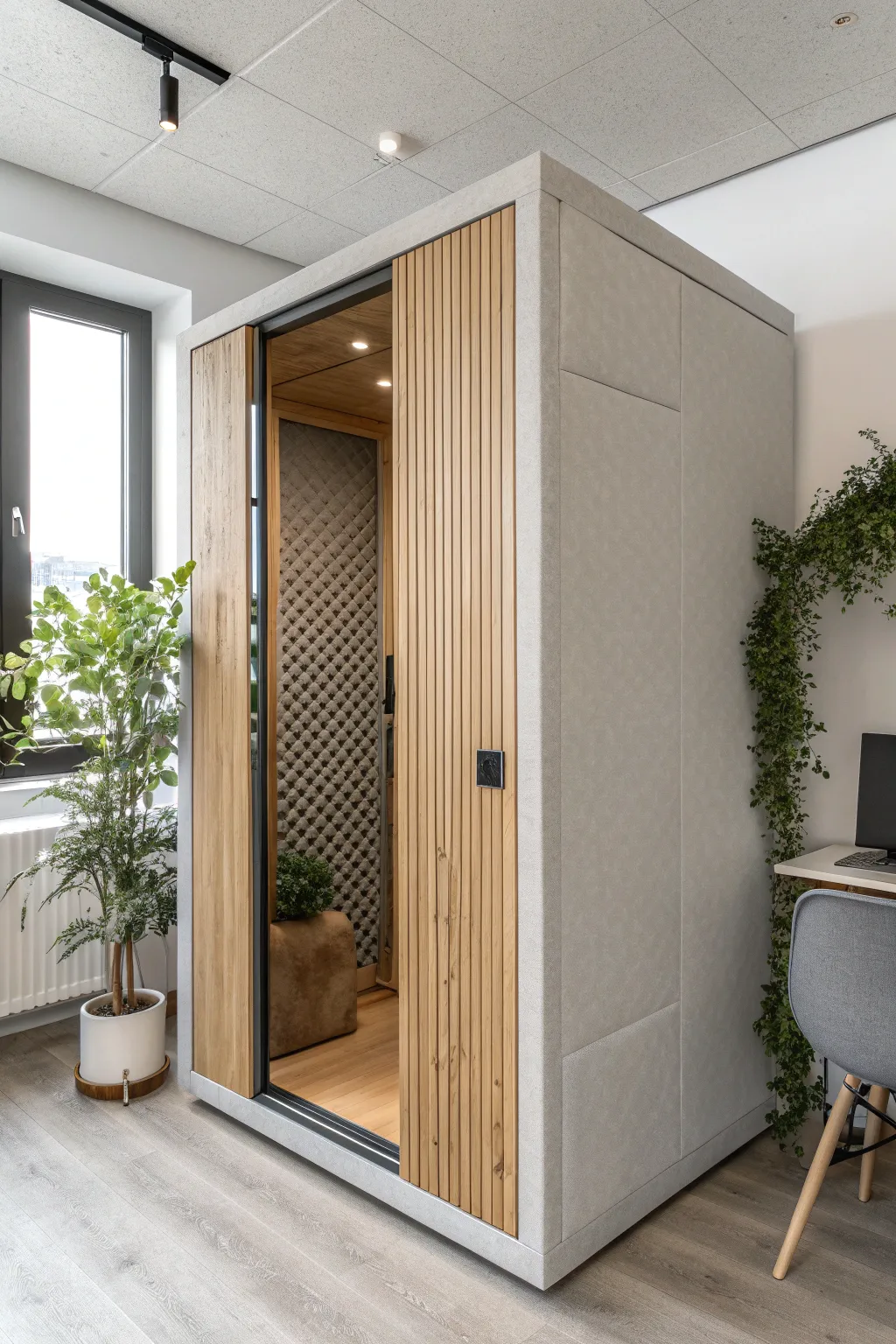 Find your peace in style: Enhance your office with elegant soundproofing solutions.