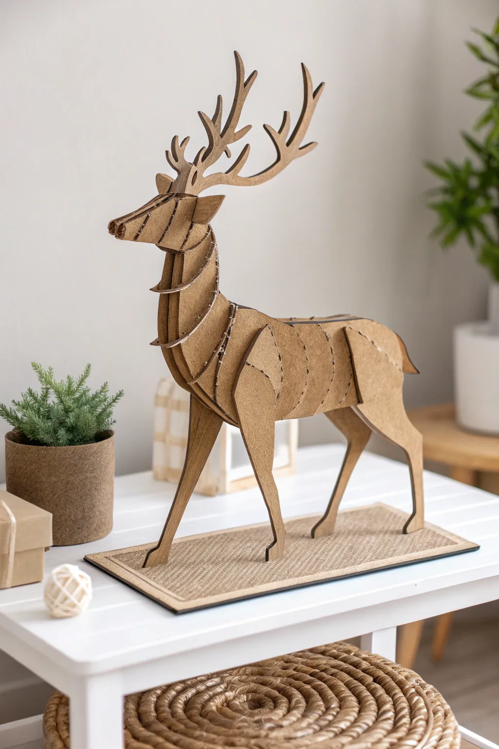 Transform cardboard into stunning art with this elegant deer sculpture, a perfect blend of creativity and simplicity.