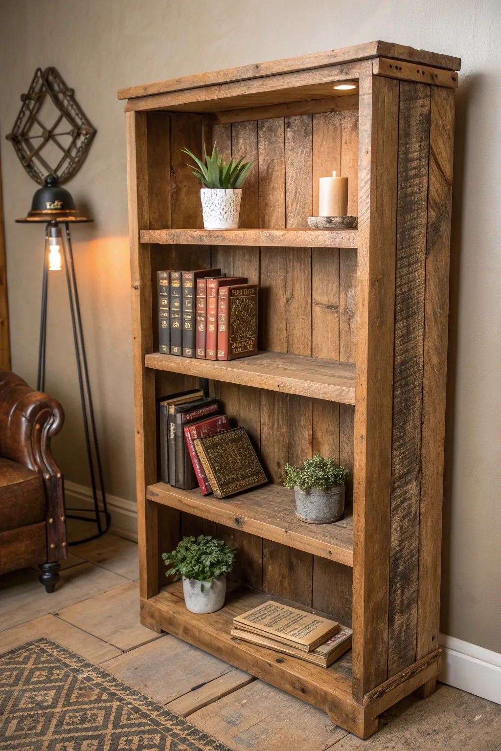 Elevate your space with a DIY Rustic Bookshelf that blends functionality with timeless charm.