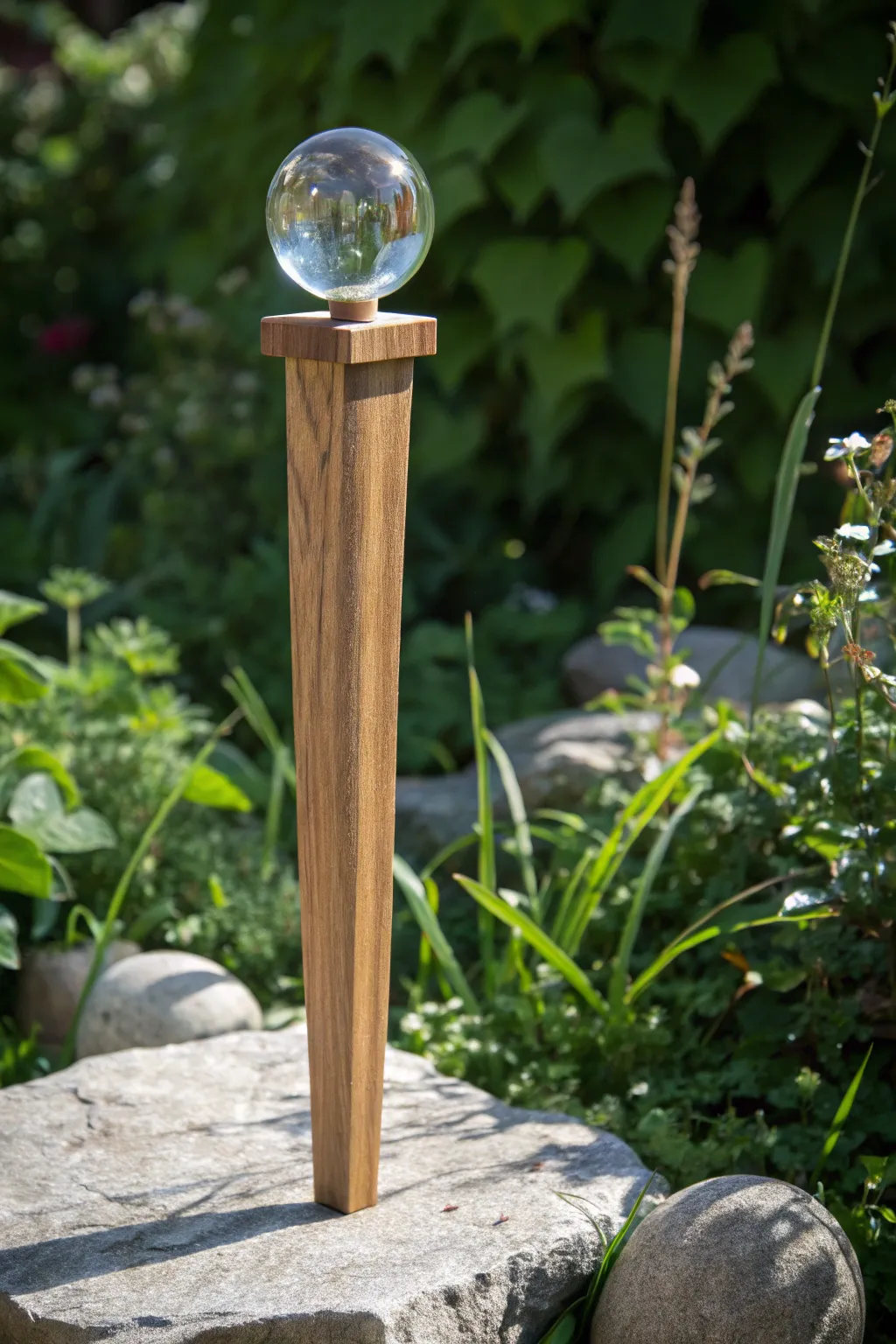 Elevate your garden's elegance with this handcrafted marble-topped stake—where simplicity meets artistry.