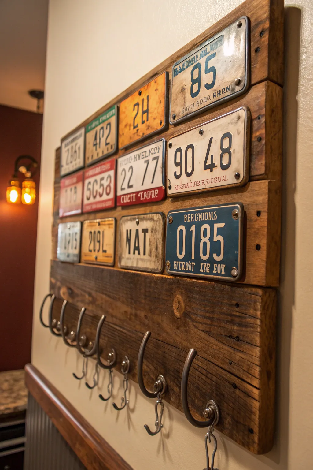 Transform nostalgia into functionality with this handcrafted license plate coat rack.