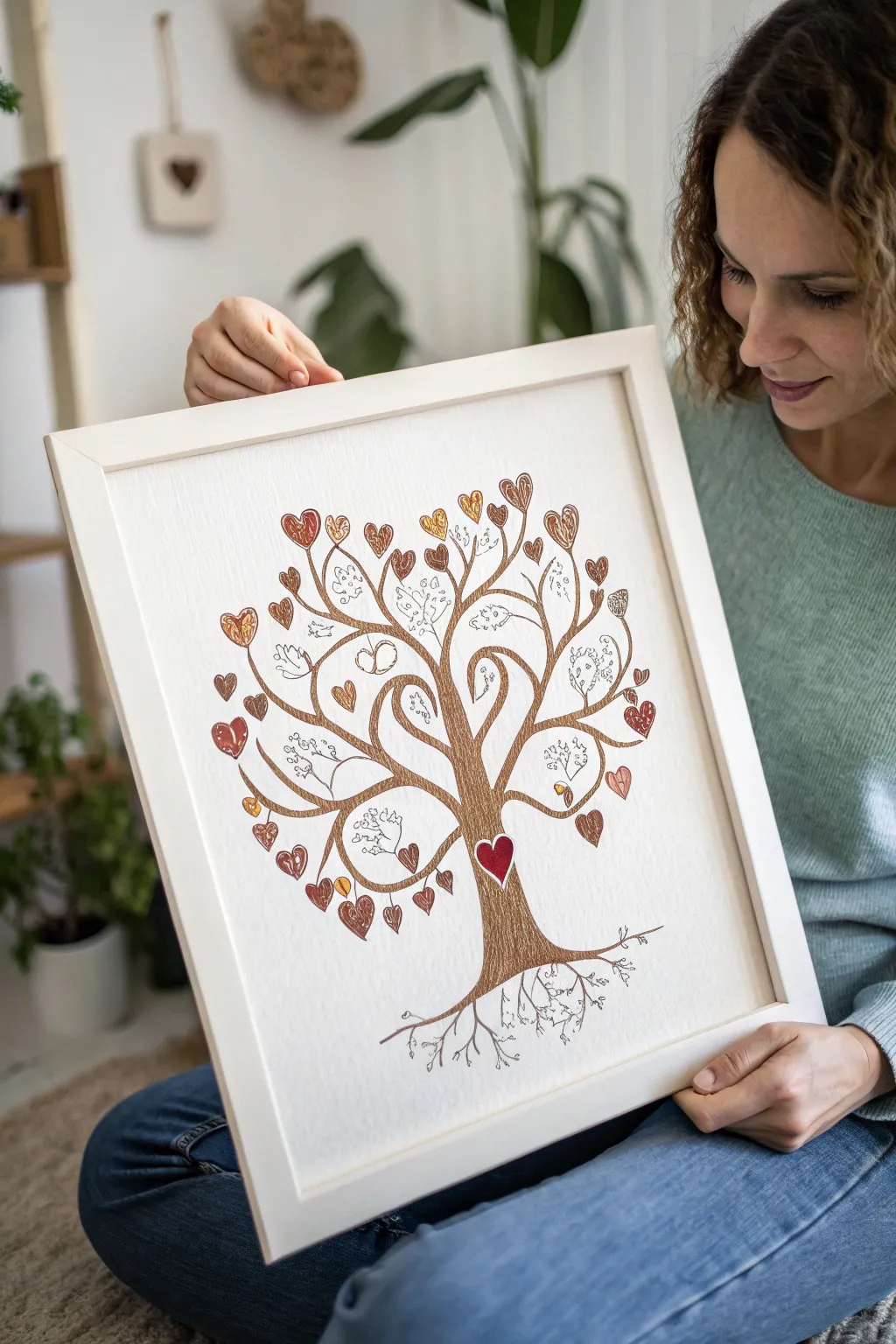 A Heartfelt Tribute: Celebrate family roots and love with this beautifully crafted heart tree drawing.