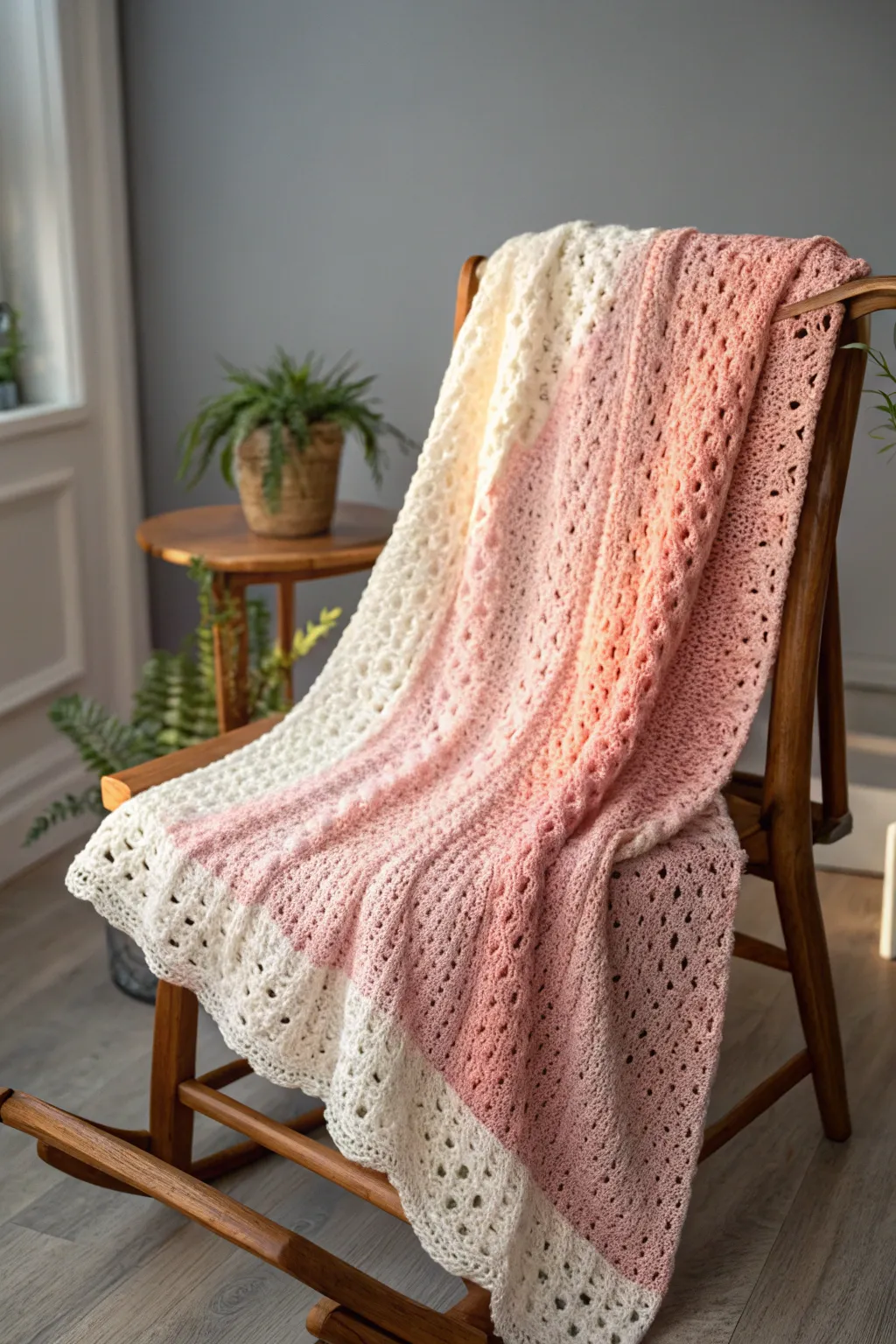 Wrap your little one in the soft elegance of an ombre crochet masterpiece.