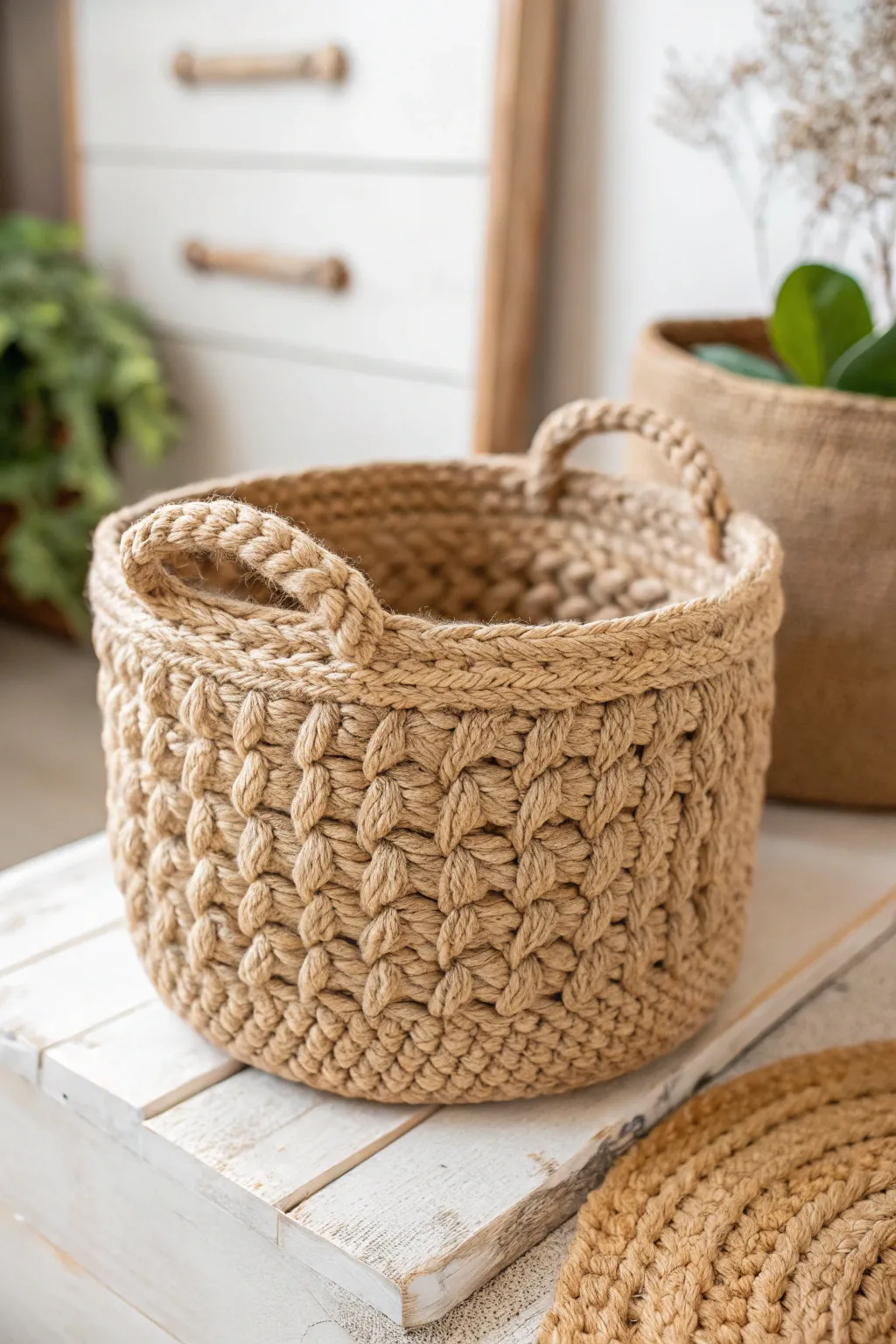 Discover the rustic charm of handcrafted jute baskets, perfect for adding a touch of natural elegance to your decor.