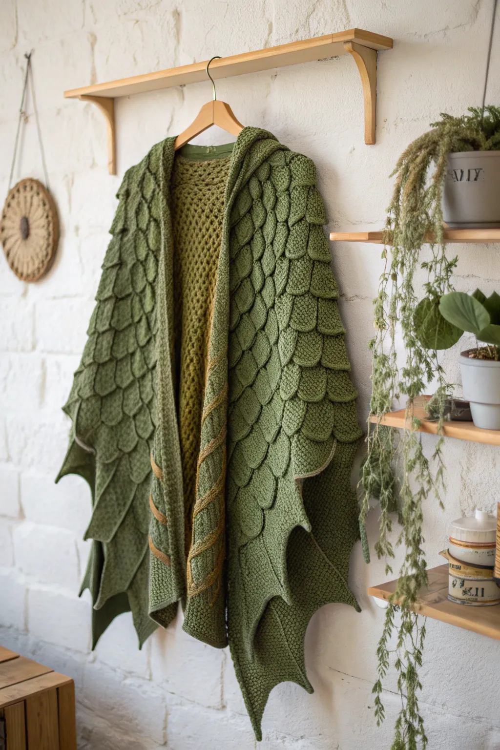 Embrace the magic of craftsmanship with this enchanting crochet dragon cloak, perfect for a cozy Halloween transformation. 🐉✨