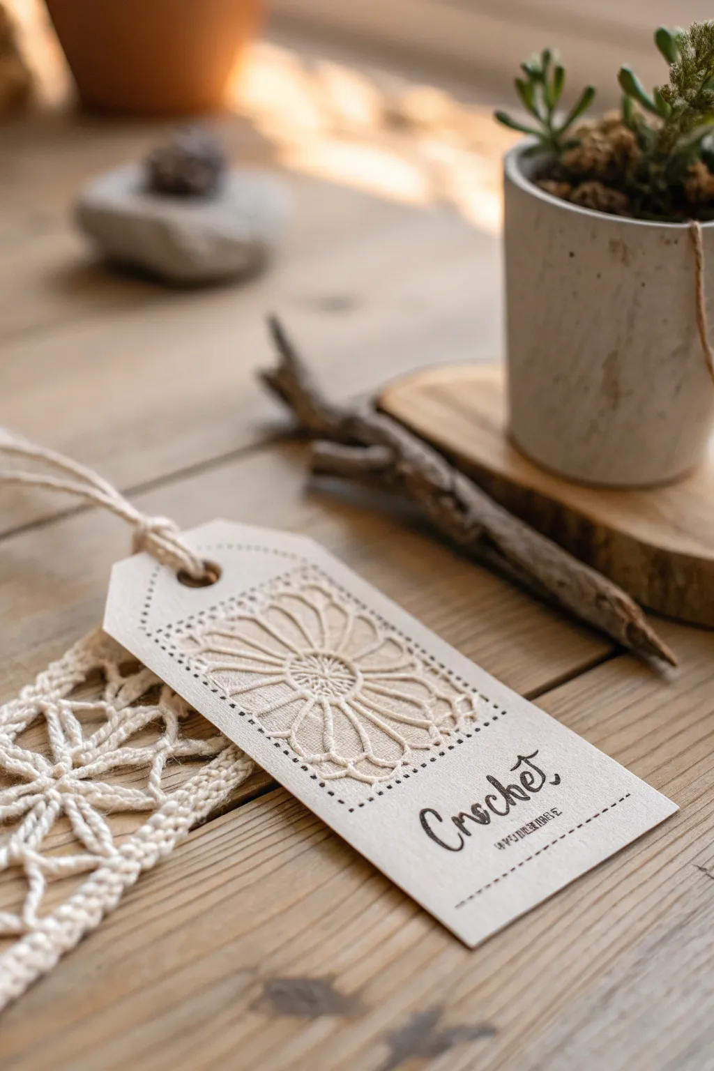 Embrace simplicity and craftsmanship with your own crochet labels, where minimalism meets natural beauty.