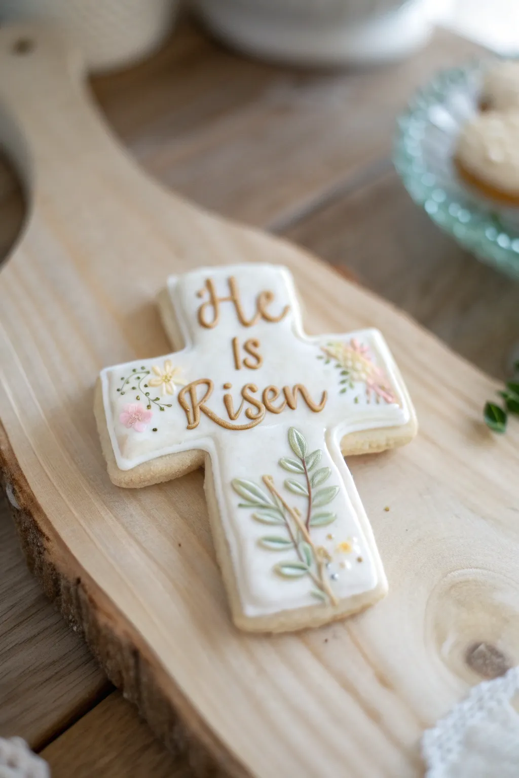 Celebrate with elegance: 'He is Risen' cookie design for your meaningful gatherings.