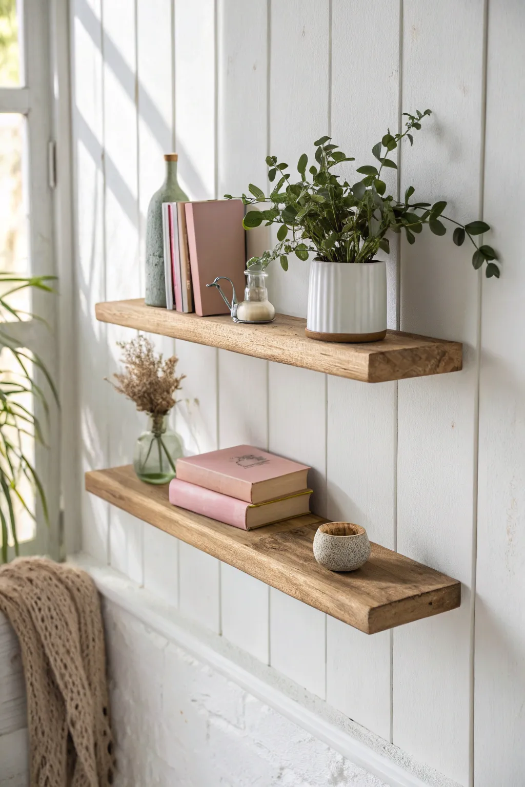 Elevate your space with a touch of minimalism and nature. 🌿📚 #ScandiBoho #DIYDecor