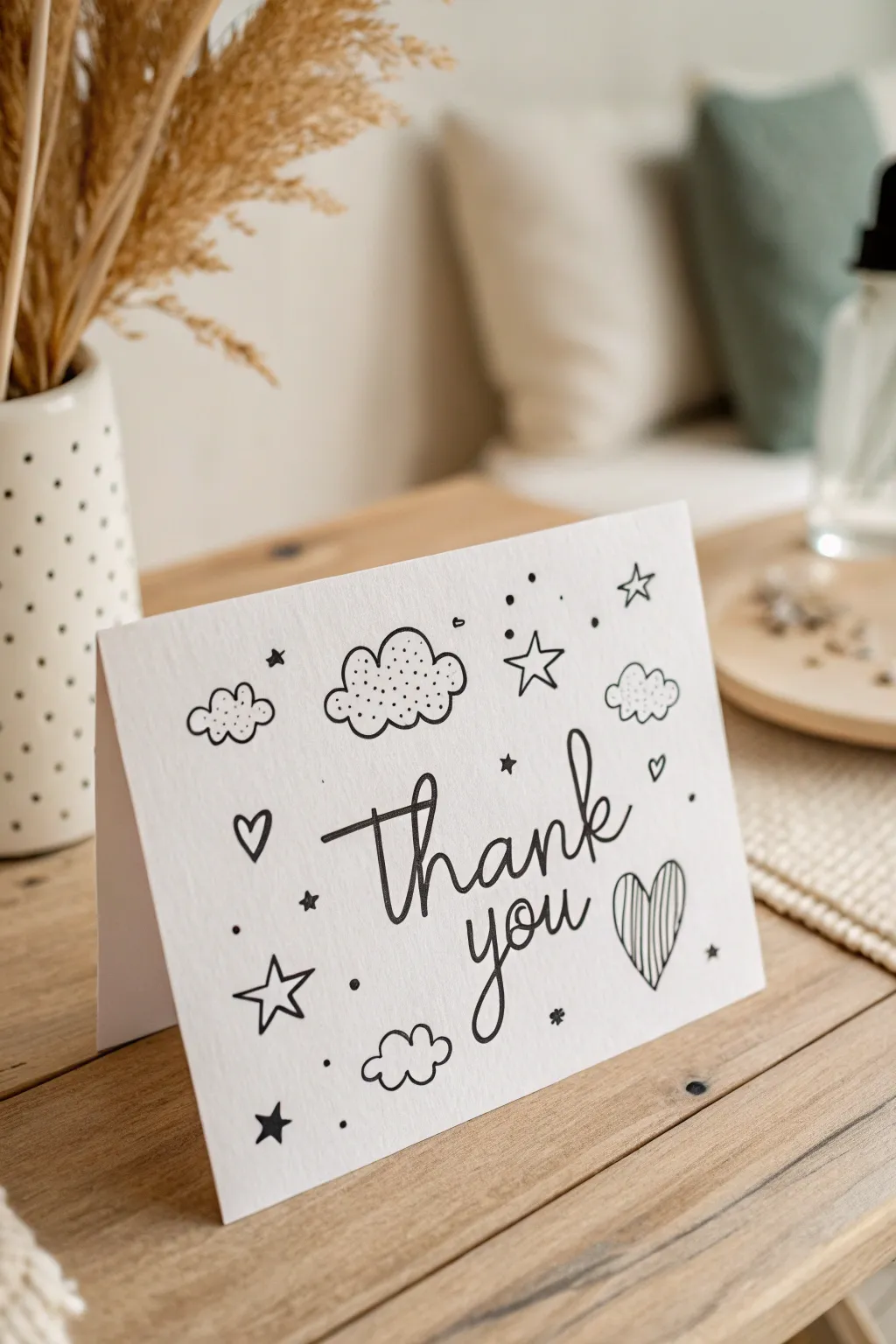 Whimsical Doodles: A charming thank you card that brings joy with every doodle.