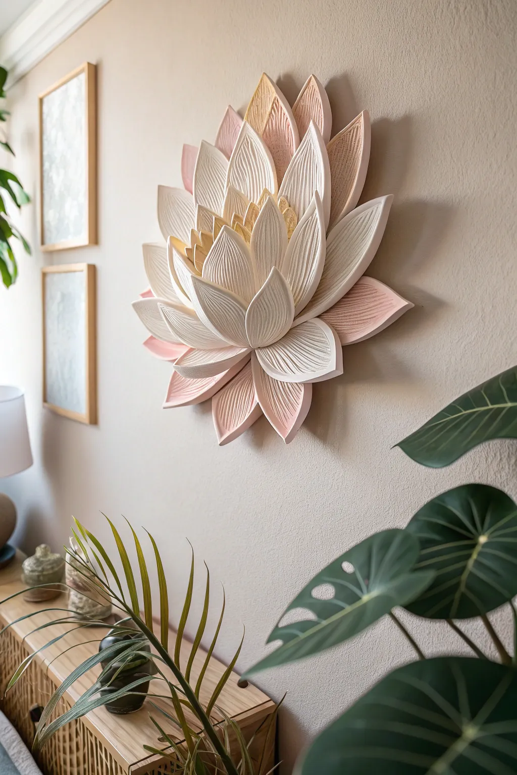 Transform your space with the serene elegance of 3D-printed lotus flower decor.