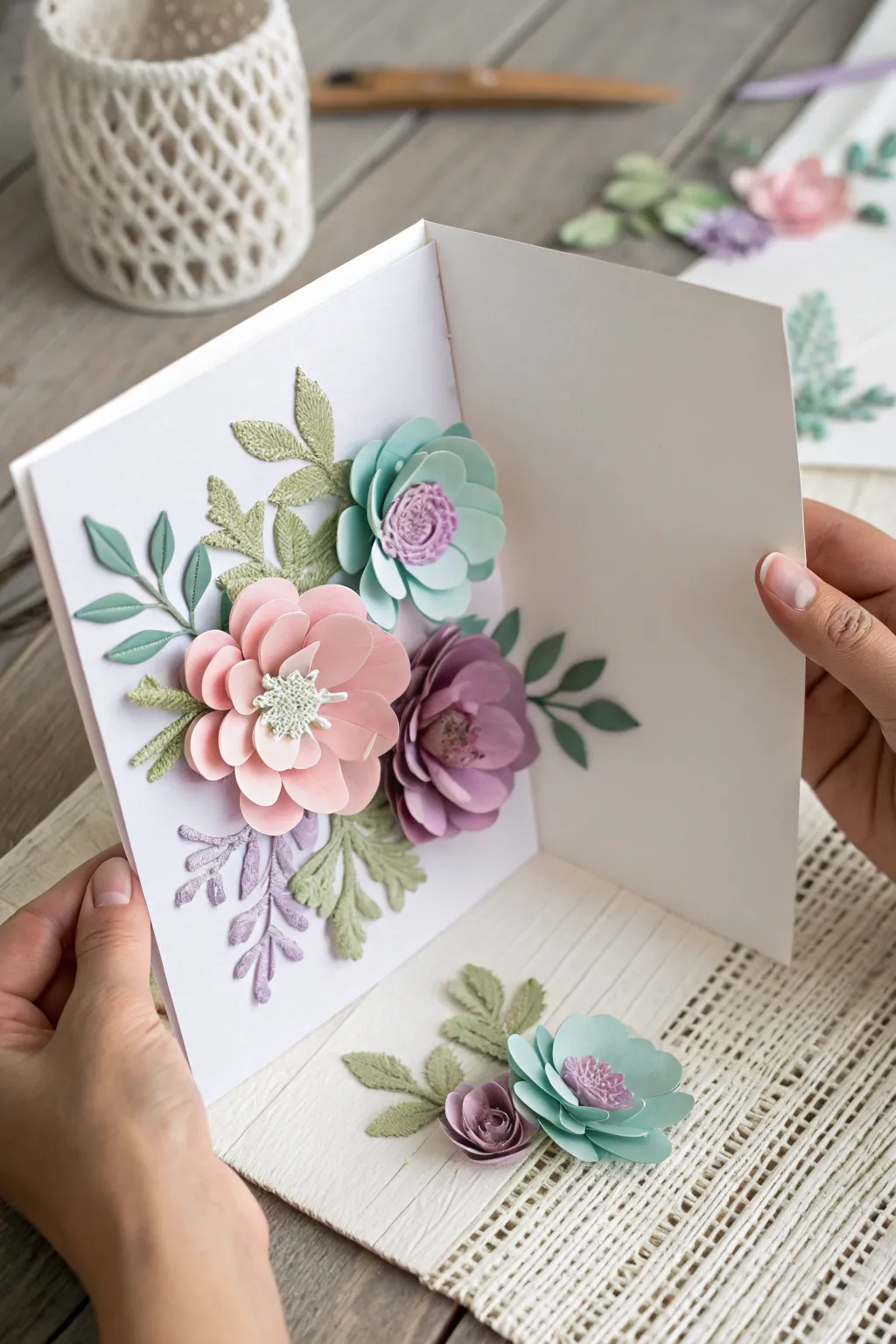 Bring garden freshness to your Valentine's with this charming 3D floral card.