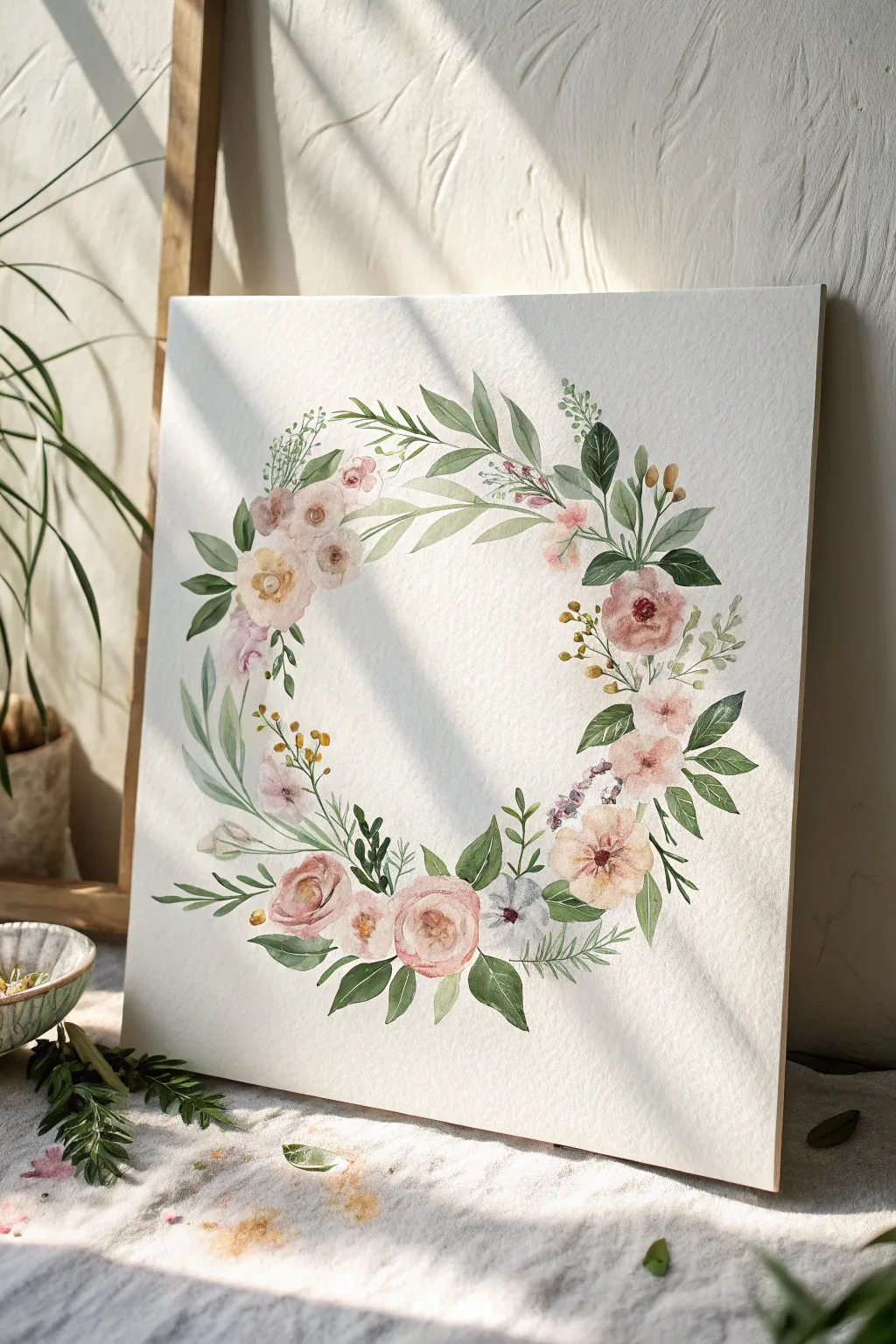 Embrace elegance with a handcrafted watercolor floral wreath, perfect for any season. 🌸🌿